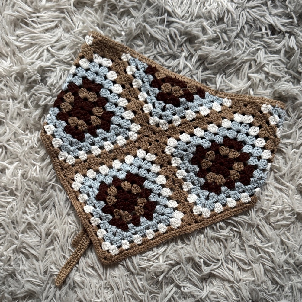 SHEIN Crochet Hair Scarf in Brown and Blue